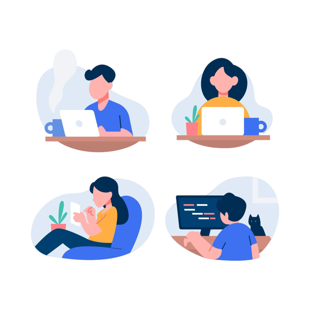 Imagem ilustrativa de pessoas trabalhando em computadores
