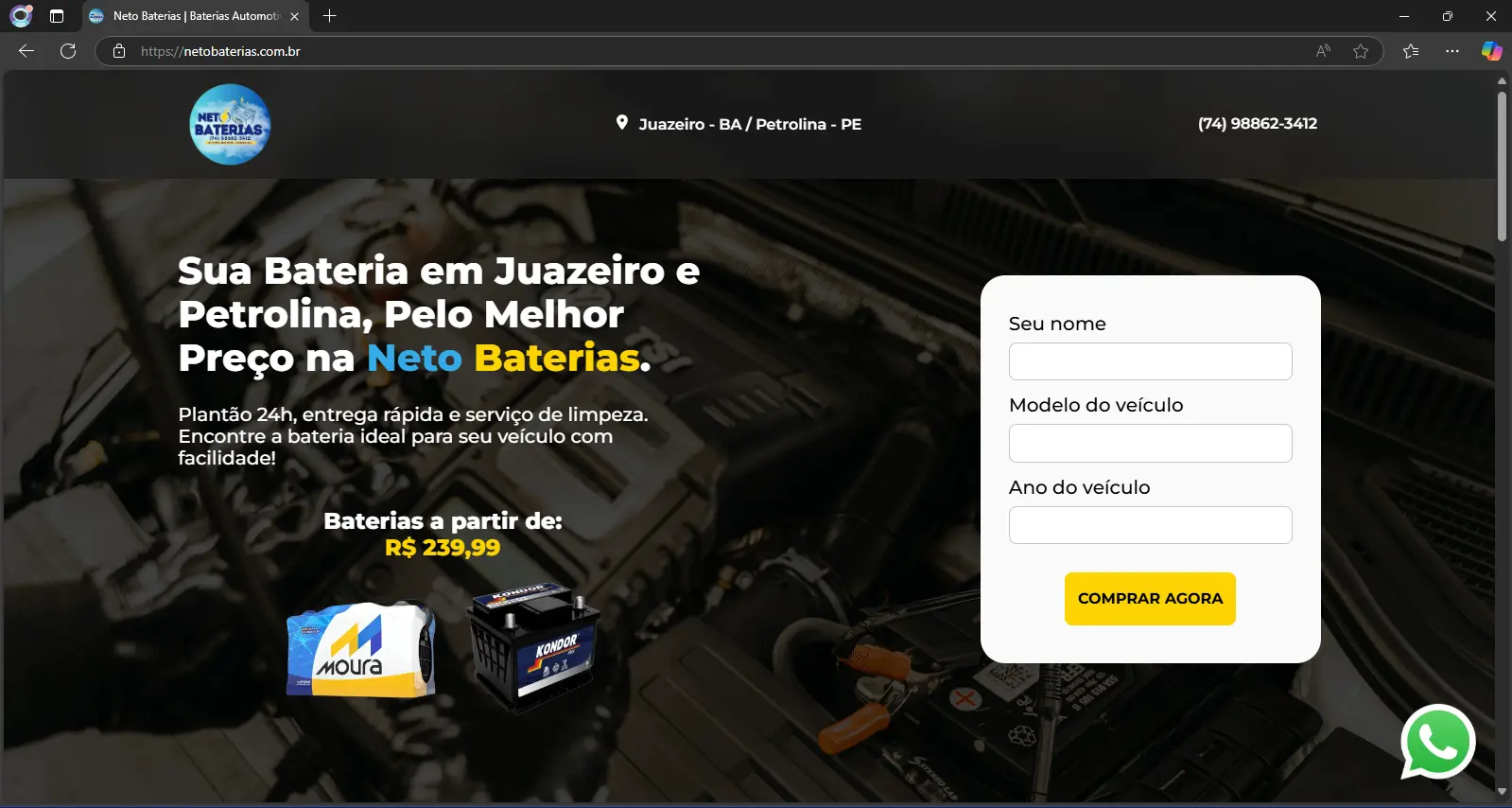 Imagem do site Neto Baterias