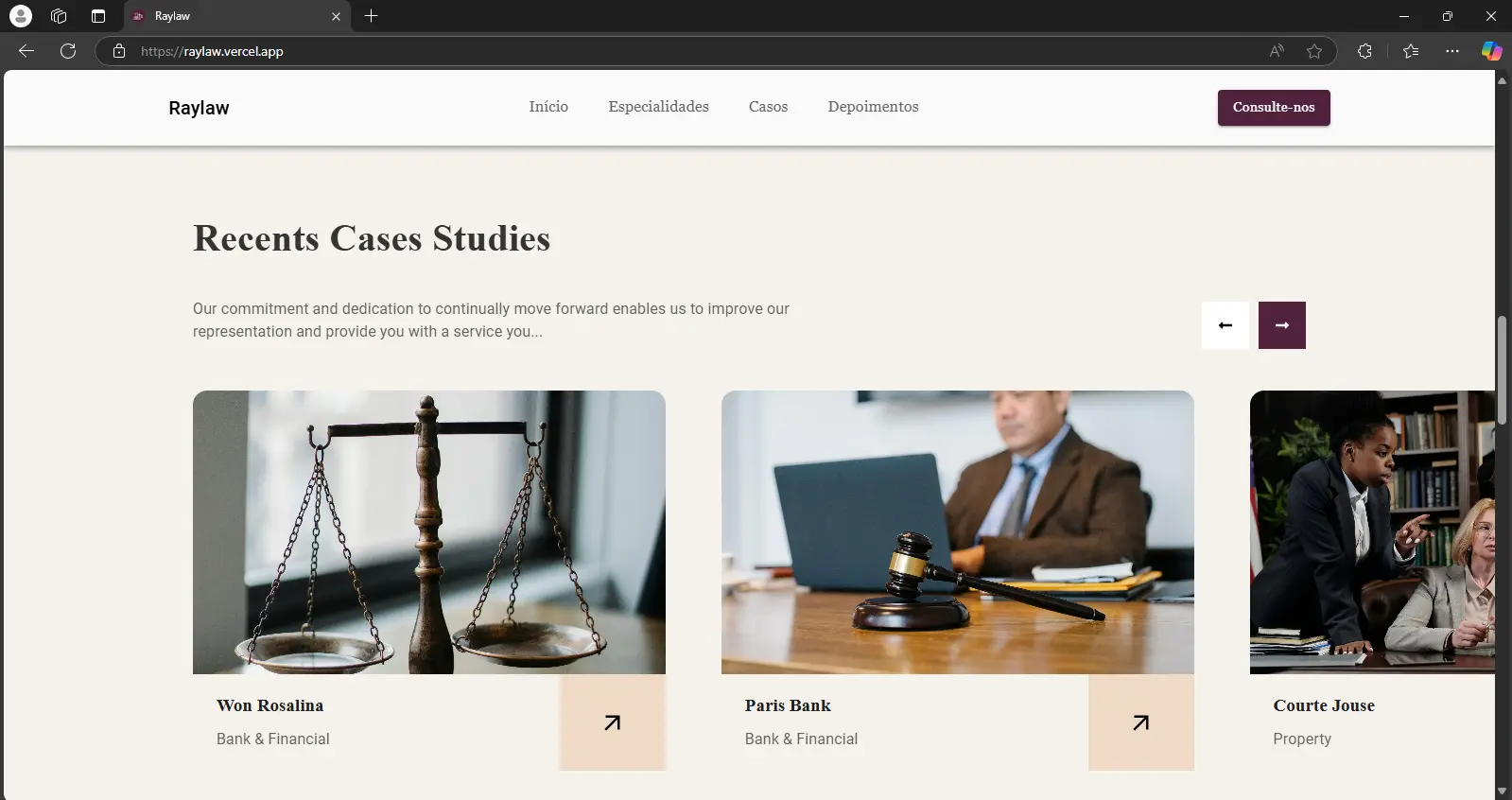 Imagem do site de advocacia Raylaw