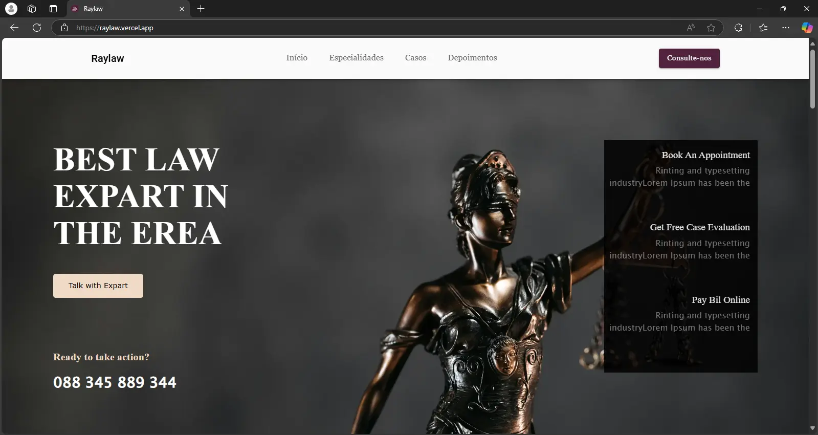 Imagem do site de advocacia Raylaw